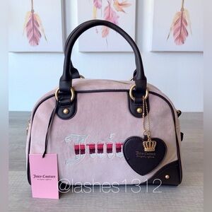JUICY COUTURE Bag Retro Vibe Bowler Satchel - Pink Velour
